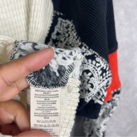 Free People Josie Patterned Mixed Knit Textured Cable Trim Top In Multi Size XS - Picture 5 of 7